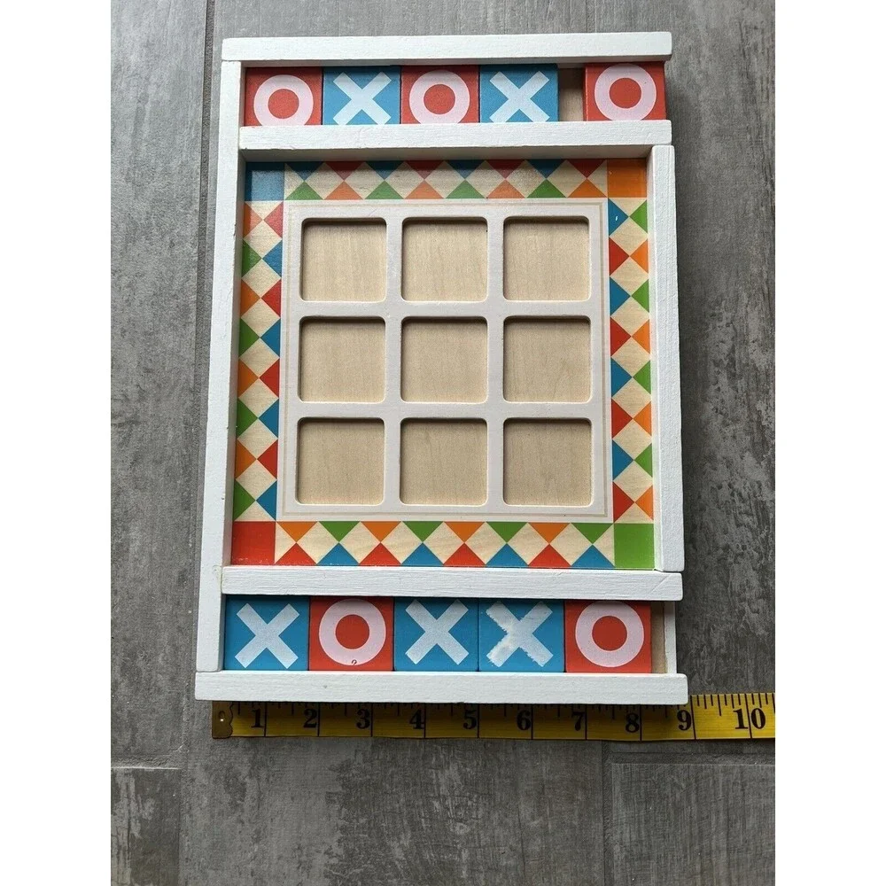 MELISSA & DOUG Wooden Tic Tac Toe Toddler Learning Board Game Montessori Play